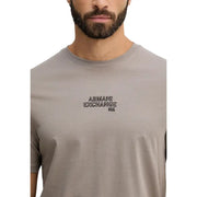 Beige Armani Exchange Männer t-shirt mit schwarzer Stickerei Armani Exchange NY-Logo auf der Brust