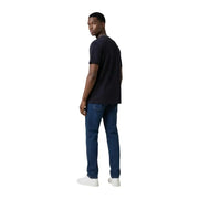 Dunkelblauer Baumwollstoff Armani Exchange Männer t-shirt mit dezent geripptem Halsausschnitt für lässige Kleidung