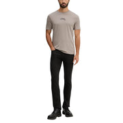 Armani Exchange beige Kurzarm-Herren t-shirt mit dezentem, schwarzem, gesticktem Logo auf der Brust aus Baumwollmaterial