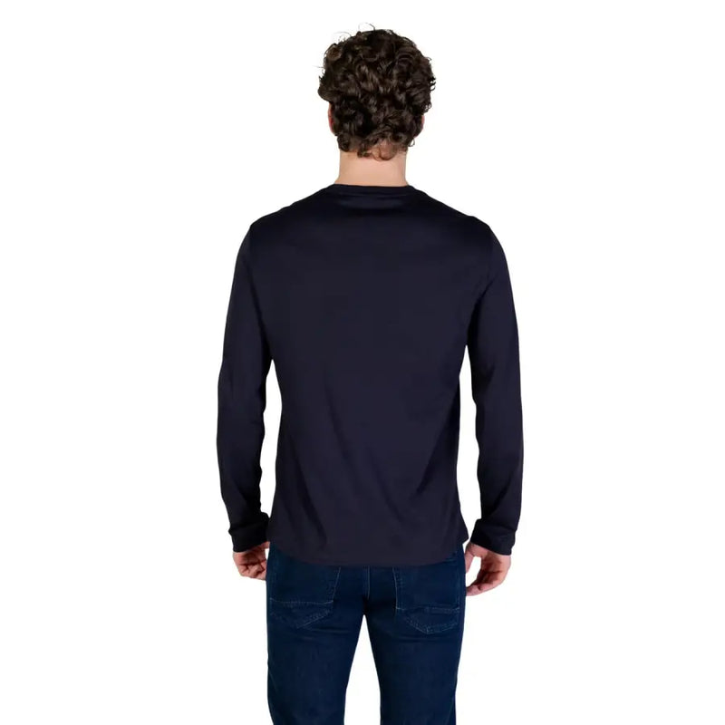 Armani Exchange Herren marineblauer Langarm-Rundhalsausschnitt t-shirt Aus bequemem Stoff für Freizeitkleidung hergestellt