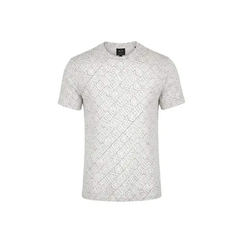 Armani Exchange Männer t-shirt in Hellgrau mit einem sich wiederholenden dünnen schwarzen Umrisslogo-Muster