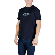 Armani Exchange Herren schwarze Kurzarm t-shirt mit hellblau Armani Exchange Logo auf der Brust aufgedruckt