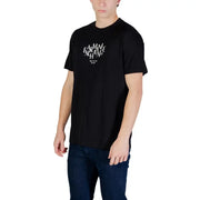 Schwarz Armani Exchange Männer t-shirt aus Baumwolle mit weißem Armani Exchange Logo auf der Brust aufgedruckt