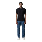 Armani Exchange Herren schwarze Kurzarm t-shirt mit dezentem weißen Halsausschnittbesatz und kleinem, gesticktem Logo auf der Brust