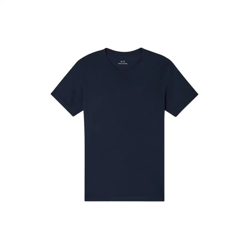 Marineblauer Baumwollstoff Armani Exchange Männer t-shirt mit minimalistischem Design und dezentem Markenlogo am Halsausschnitt