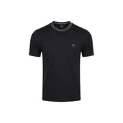 Schwarz Armani Exchange Männer t-shirt mit weißem Kragenbesatz und kleinem gesticktem Logo auf der Brust