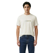 cremefarben Armani Exchange Männer t-shirt mit einem dezenten, metallisch glänzenden Logo auf der Brust aus weichem Baumwollstoff