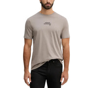 Beige Armani Exchange Kurzarm-Baumwollhemd für Herren t-shirt mit schwarzem Logo auf der Brust für Freizeitkleidung