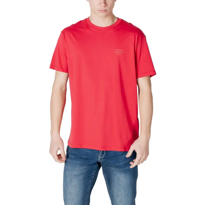 Armani Exchange Männer t-shirt Rotes, kurzärmeliges T-Shirt mit Rundhalsausschnitt und kleinem, gesticktem Logo auf der linken Brust, aus weicher Baumwolle.