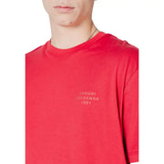 Rot Armani Exchange 1991 Rundhals-Baumwollpullover t-shirt für Herren mit dezentem, gesticktem Logo