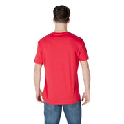 Armani Exchange Männer t-shirt in Rot mit kurzen Ärmeln und Rundhalsausschnitt, perfekt für die Freizeit.