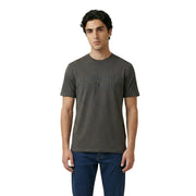 Armani Exchange men t shirt dark olive green cotton crew neck with subtle embossed logo across the chest