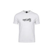 White armani exchange men t-shirt with black armani exchange 1974 graffiti style logo across the chest