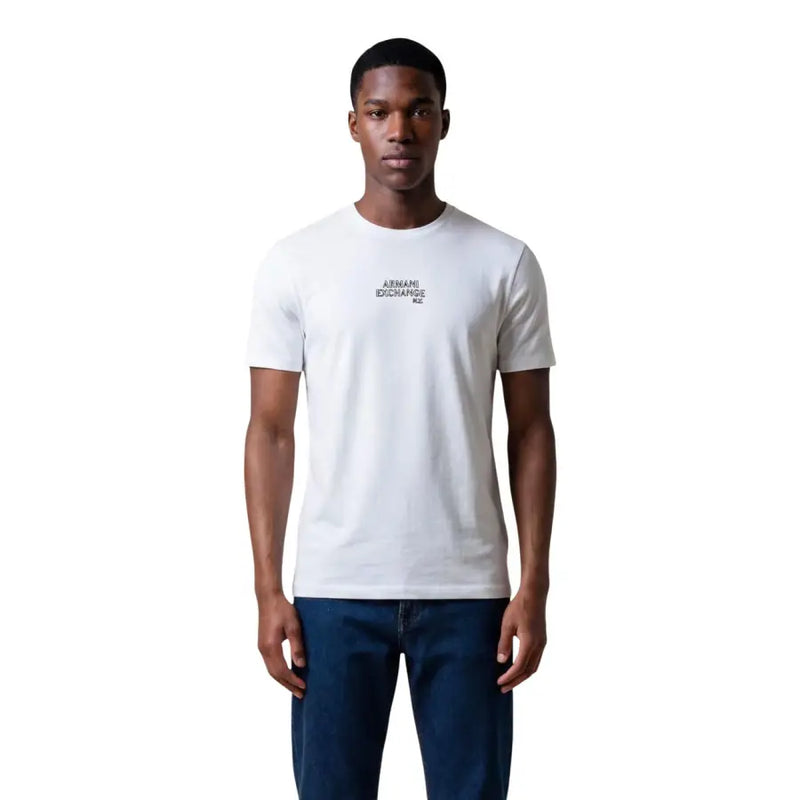 Weiße Baumwolle Armani Exchange Männer t-shirt mit kleinen schwarzen Armani Exchange Logo auf der Brust