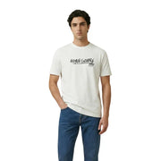 Weiß Armani Exchange Männer t-shirt mit schwarzem Logo im Graffiti-Stil und dem Schriftzug „1991“ auf der Brust