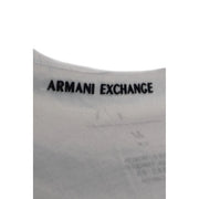 Weiß armani exchange Kleidungsetikett mit schwarzem, gesticktem Logo armani exchange Männer t-shirt