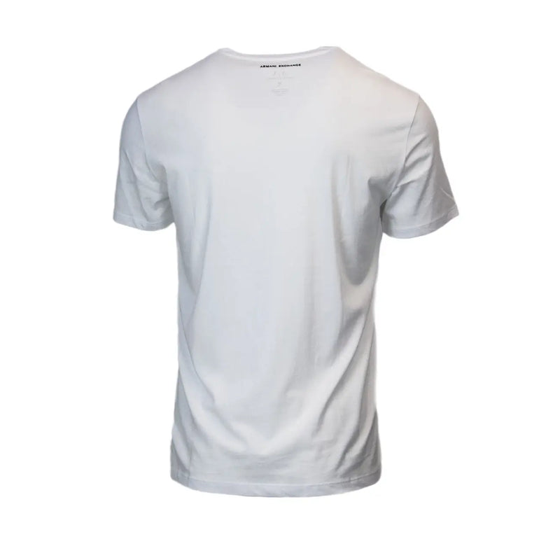 Weiß Armani Exchange Herren Kurzarm-Baumwollhemd t-shirt mit klassischem Rundhalsausschnitt und dezentem Logo am Halsausschnitt