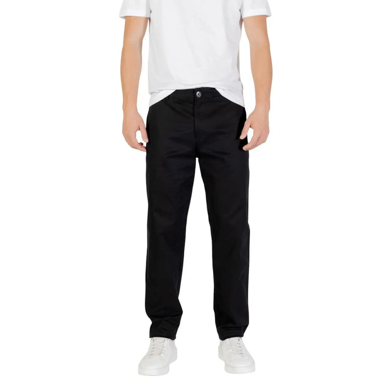 Black chino trousers by Armani Exchange featuring a clean straight-leg cut and subtle stitching details