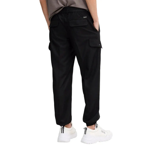 Armani Exchange men trousers black cargo pants with elastic waistband and multiple pockets for casual wear