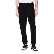 Armani Exchange Schwarze Herren-Jogginghose aus Baumwolle mit Kordelzugbund und dezentem Logo am Oberschenkel