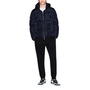 Marineblaue Steppjacke mit Frontreißverschluss, die in Armani Exchange Herrenhosen