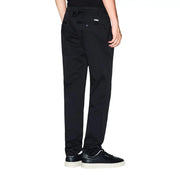 Armani Exchange Schwarze Herren-Chinohose mit elegantem, geradem Bein und dezenten Ziernähten
