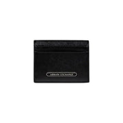 Schwarz Armani Exchange Herren-Geldbörse mit Kartenfach aus strukturiertem Leder und silberner Logo-Plakette
