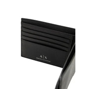 Schwarzer Lederkartenhalter mit geprägtem a|x armani exchange Logo von armani exchange Herren-Geldbörsen-Kollektion