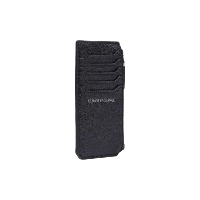 Schwarzer Lederkartenhalter mit Prägung Armani Exchange Logo, Teil von Armani Exchange Herren-Geldbörsen-Kollektion