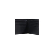 Armani Exchange Herren-Geldbörse aus schwarzem Leder mit strukturierter Oberfläche und mehreren Kartenfächern im Bi-Fold-Design