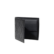 Armani Exchange men wallet black polyester with black leather exterior embossed geometric pattern visible