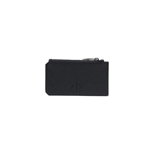 Armani Exchange Herren-Geldbörse aus schwarzem Leder, Reißverschluss-Kartenetui mit geprägtem Arx-Logo, 13 x 7 x 1,5 cm, Polyesterdetails