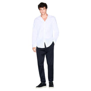 Armani Exchange men shirt featuring a crisp white long-sleeved button-down design with a classic collar and tailored fit