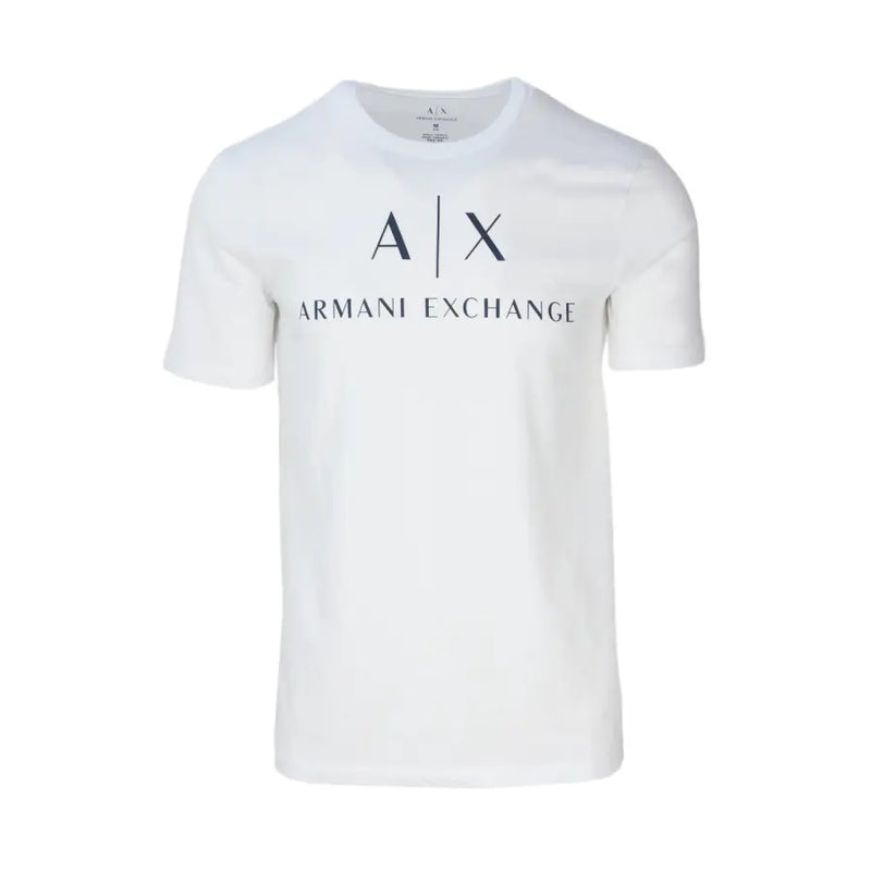 White short-sleeved Armani Exchange cotton crew neck T-shirt for men