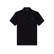 Schwarz Armani Exchange Herren-Poloshirt aus Baumwolle mit kurzen Ärmeln, dezentem Logo-Patch auf der Brust und Kragenverzierungen