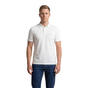 Armani Exchange Weißes Herren-Poloshirt aus Baumwolle mit kurzen Ärmeln und dezentem Logo auf der linken Brust.