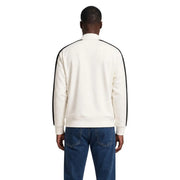 cremefarben Armani Exchange Weißes Herren-Sweatshirt aus Baumwolle mit Tasche und schwarzen Seitenstreifen im Trainingsjacken-Design