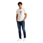 Armani Exchange Weißes Herren-T-Shirt aus Baumwolle mit farbenfrohem Grafikdruck auf der Brust