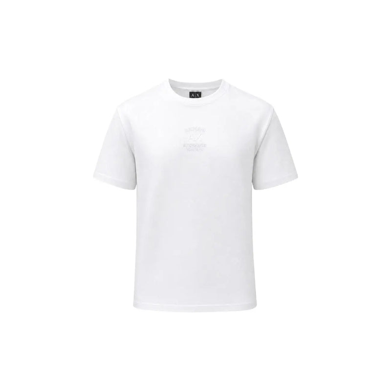 Armani Exchange Weißes Herren-T-Shirt aus Baumwolle mit kurzen Ärmeln und dezentem Logo auf der Brust