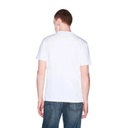 Armani Exchange Weißes Herren-T-Shirt aus Baumwolle mit schlichtem Rundhalsausschnitt und kurzen Ärmeln, Vorderansicht