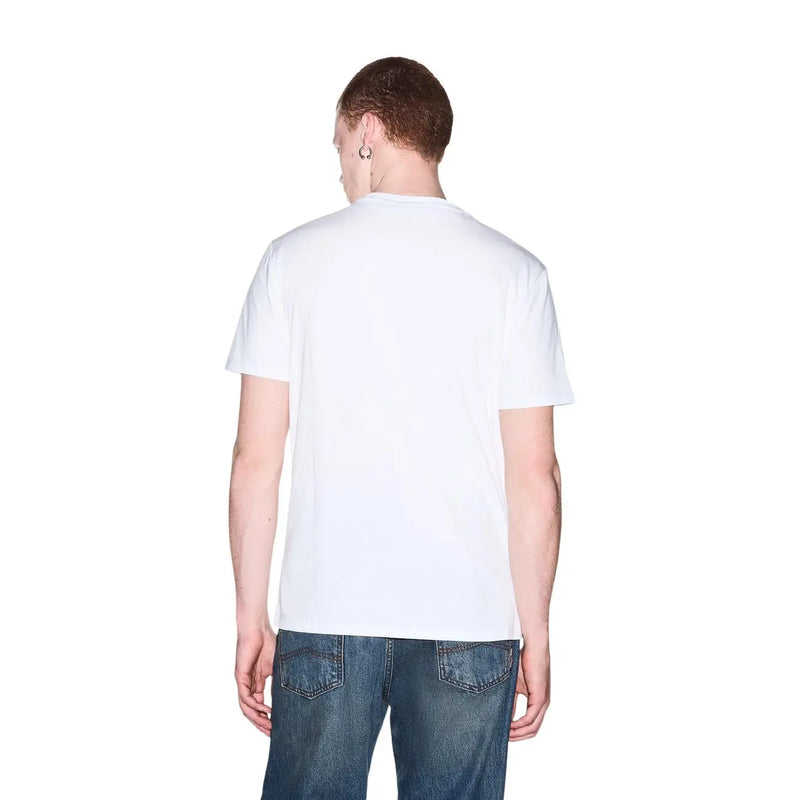Armani Exchange Weißes Herren-T-Shirt aus Baumwolle mit schlichtem Rundhalsausschnitt und kurzen Ärmeln, Vorderansicht