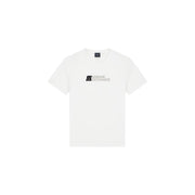 Armani Exchange Weißes Herren-T-Shirt aus Baumwolle mit dezentem silbernen Logo auf der Brust für die Freizeit.