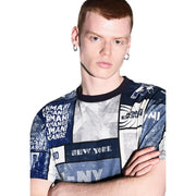 Armani Exchange Weißes Herren-T-Shirt aus Baumwolle mit blau-weißem Grafikprint Armani Exchange Markenbildung