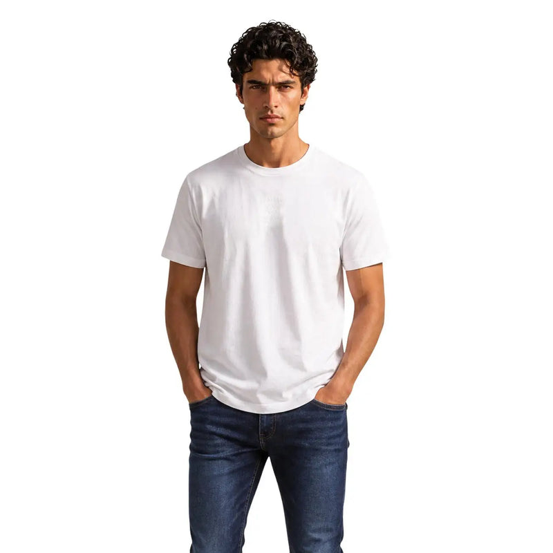 Armani Exchange Weißes Herren-T-Shirt aus Baumwolle mit Rundhalsausschnitt im klassischen Freizeitstil aus atmungsaktivem Material