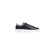 Armani Exchange Weiße, sportliche Herren-Sneaker aus Polyester mit schwarzem Leder-Fußteil top und silberfarbene, strukturierte Fersenlasche