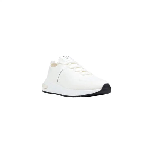Armani Exchange Weiße, sportliche Herren-Sneaker aus Polyester mit schwarzer Gummisohle und dezentem seitlichem Logo
