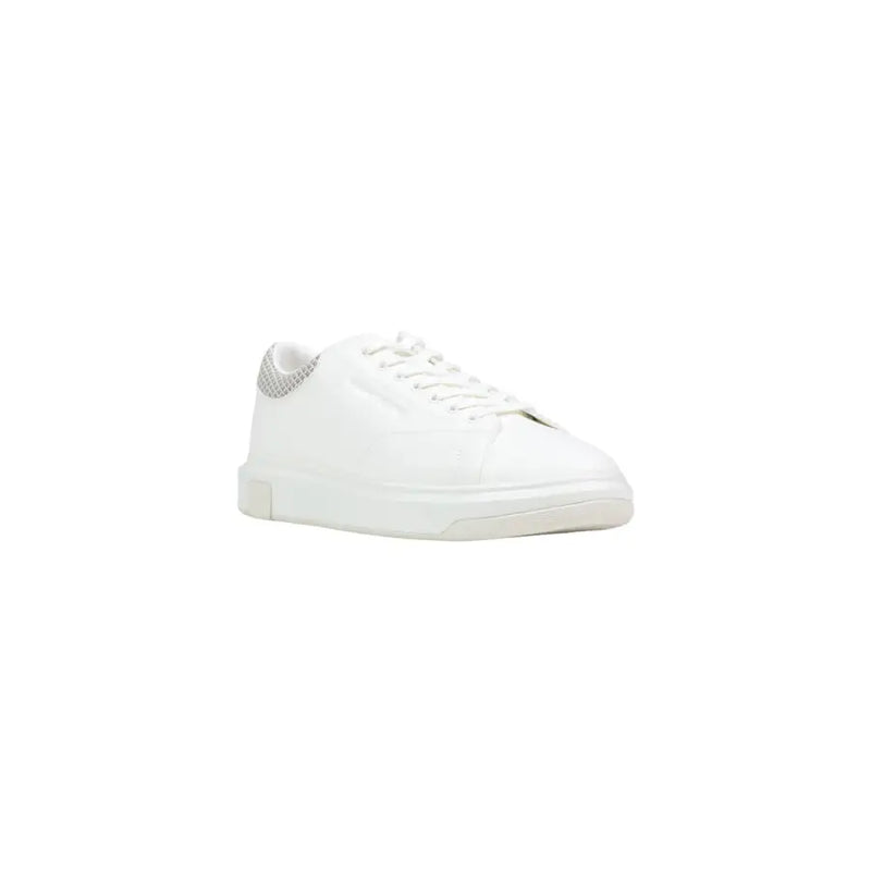Armani Exchange Herren weiß sportlich niedrigtop Sneaker mit Obermaterial aus Glattleder, silbernem Mesh-Detail an der Ferse und weißer Gummisohle