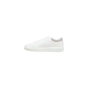 Armani Exchange Weiße, sportliche Herren-Sneaker aus Polyester mit elegantem, minimalistischem Design und dezentem grauem Mesh-Einsatz an der Ferse (Rückansicht)