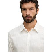 Armani Exchange men shirt featuring a crisp white fabric with subtle vertical pinstripes for formal wear