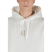 Armani Exchange men’s beige hooded sweatshirt in white with subtle embroidered logo on the chest